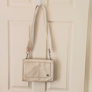 The Sak Stone Pebbled 100% Leather Clutch/Crossbody.  Beige